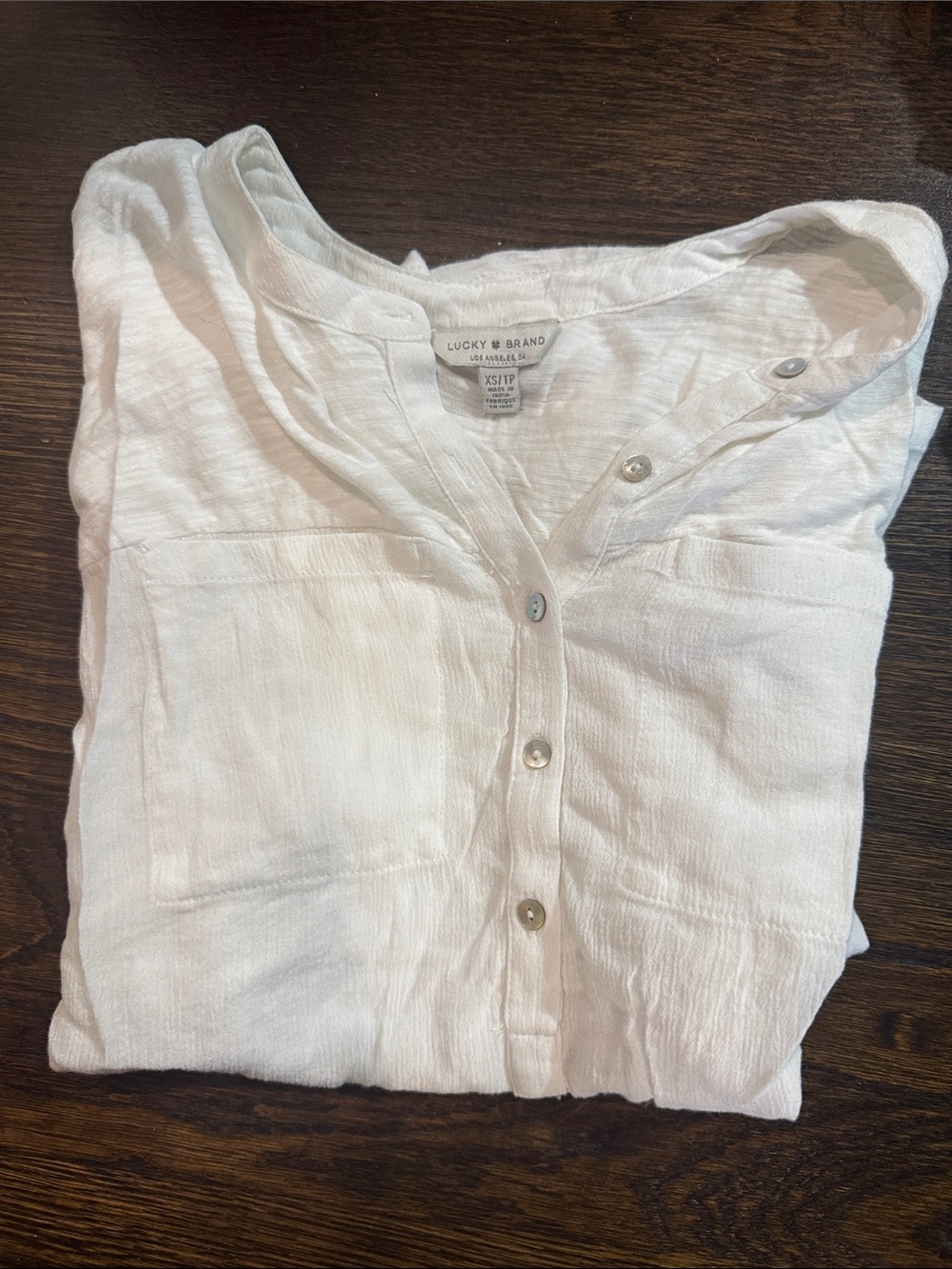 Lucky Brand Cream Button-Front Gauze Top